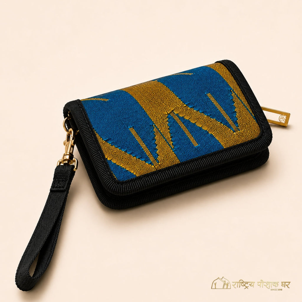 Blue Traditional Pattern Wrist Wallet Hand Purse