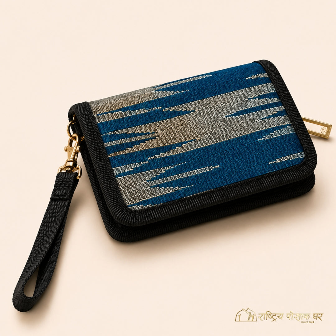 Dark Blue Traditional Pattern Wrist Wallet Hand Purse