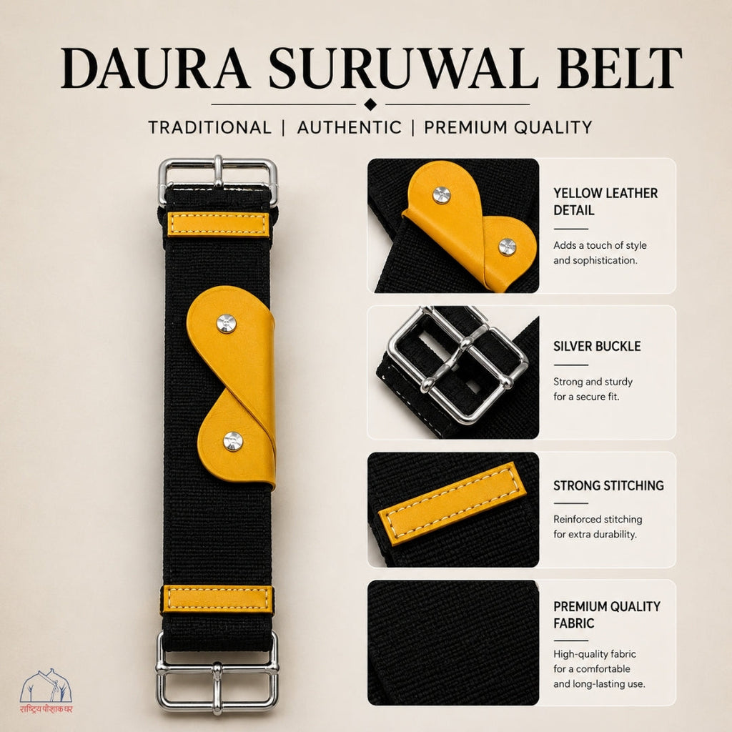 Daura Suruwal Belt – Black