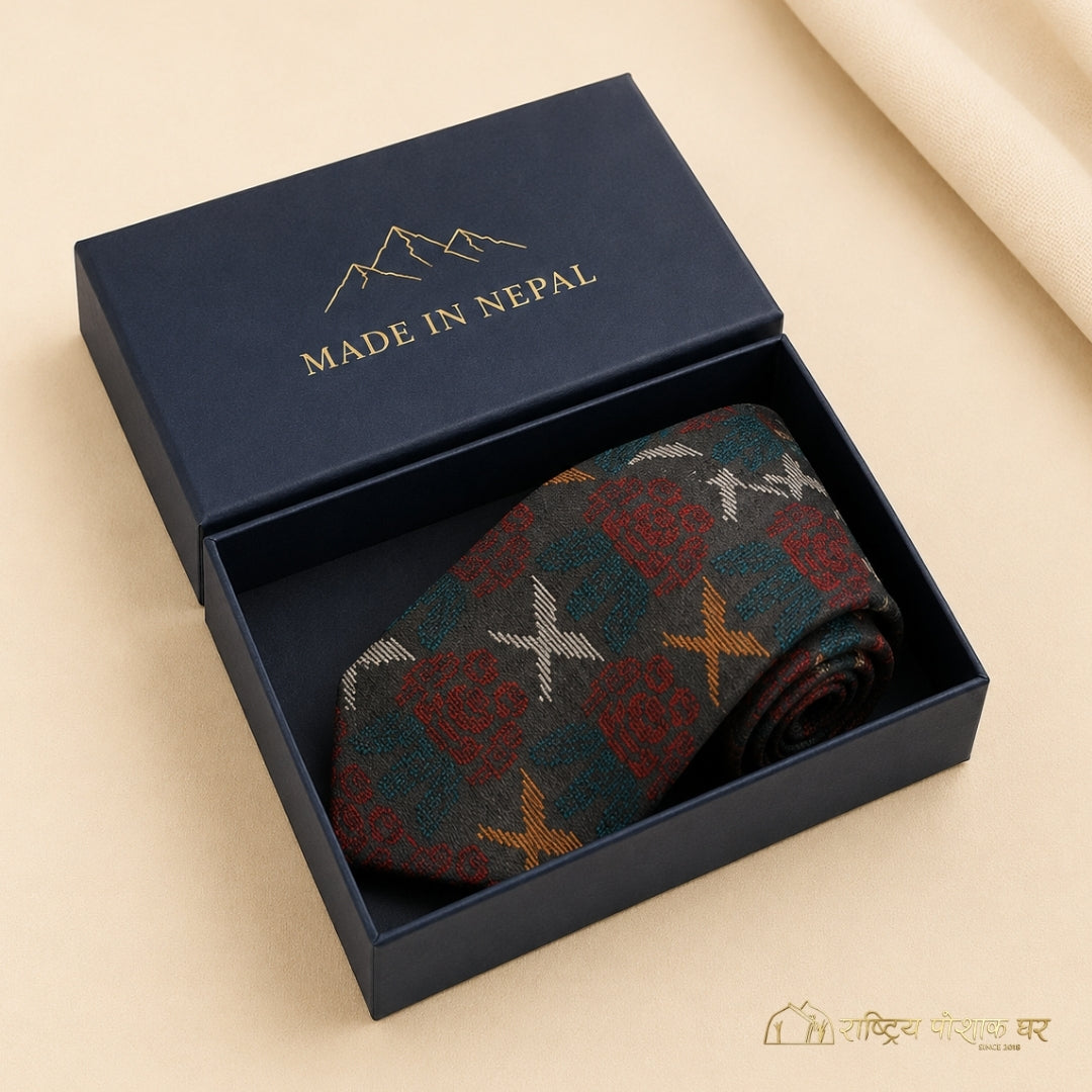 Green Traditional Laligurans Design Nepali Tie