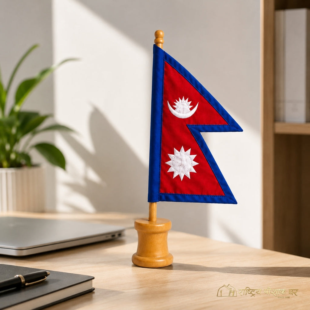 Nepal Table Flag with Wooden Stand