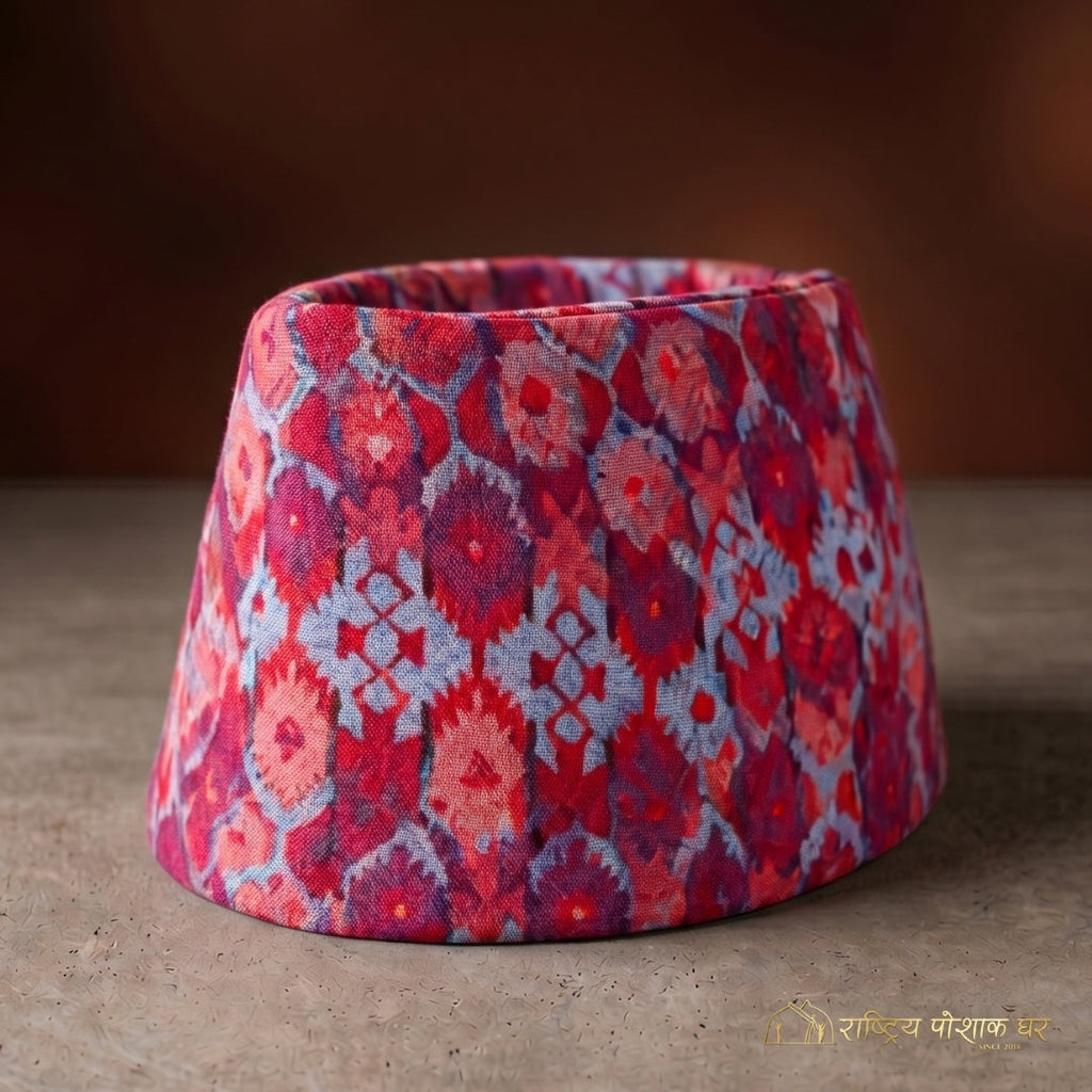 Red Printed Dhaka Topi