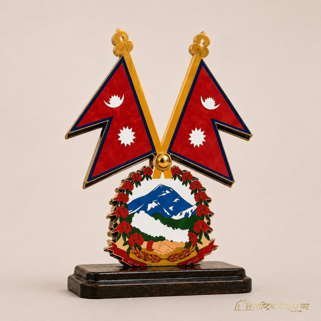 Two Nepali Flags with Stand