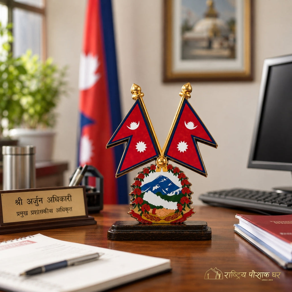 Two Nepali Flags with Stand