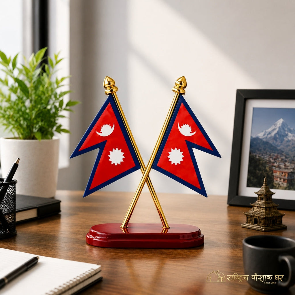 Two Nepali Flags with Stand